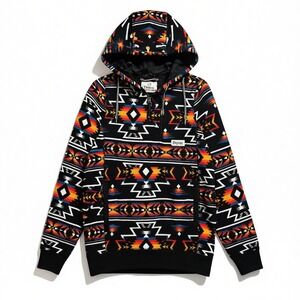 Dravus McKinley Sweater Mens S Black Fleece Jacket Aztec Southwestern Hoodie